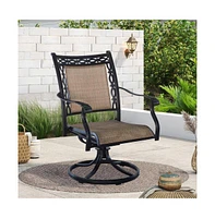 Mondawe Aluminum Outdoor Patio Swivel Dining Arm Chair (Set of