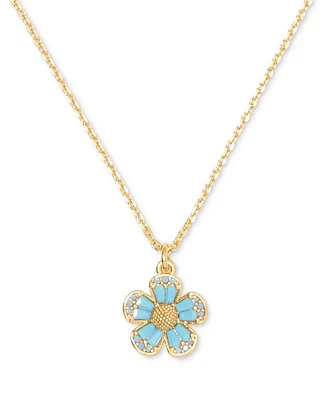 Kate Spade New York Gold-Tone Stone Fleurette Pendant Necklace, 16" + 3"' extender
