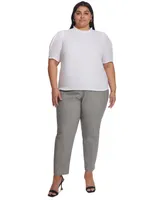 Calvin Klein Plus Ruffle-Neck Short-Sleeve Top