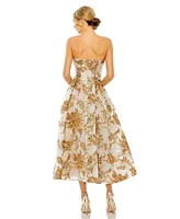 Mac Duggal Women's Strapless Brocade Midi Dress With Pockets