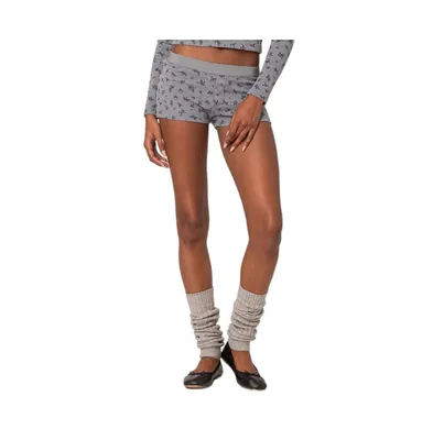 Women's Lavender waffle shorts - Gray