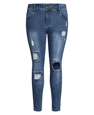 City Chic Plus Patched Apple Skinny Jean