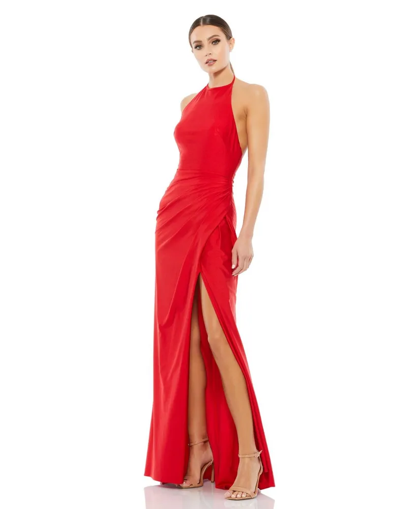 Women's Ieena Sleeveless Pleated Halter Gown