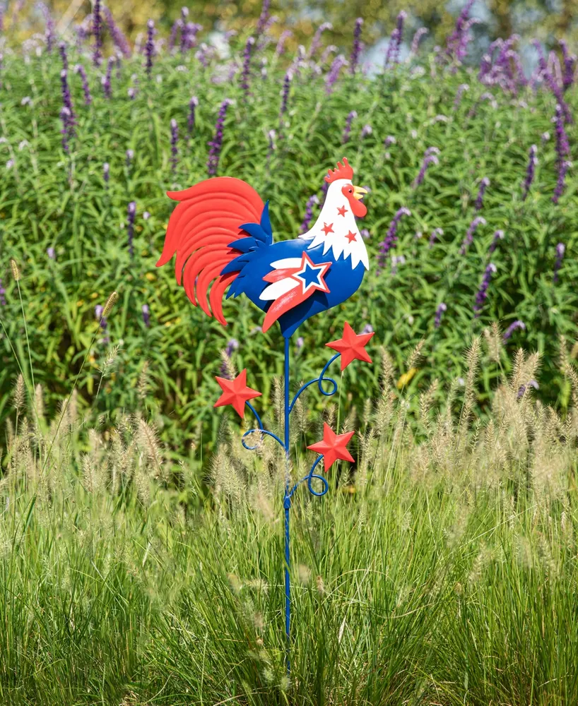 Glitzhome 35.75" H Patriotic, Americana Metal Rooster Yard Stake