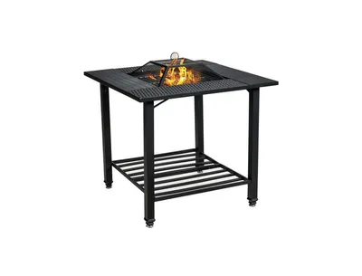 31 Inch Outdoor Fire Pit Dining Table with Cooking Bbq Grate