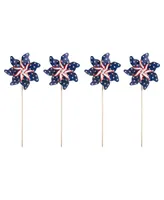 Glitzhome 43.25" H Set of 4 Patriotic, Americana Plastic Windmills