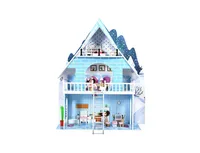 Wooden Dollhouse 3-Story Pretend Playset with Furniture and Doll Gift for Age 3+ Year