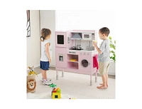 Pretend Play Kitchen for Kids with 16 Pieces Accessories-Pink