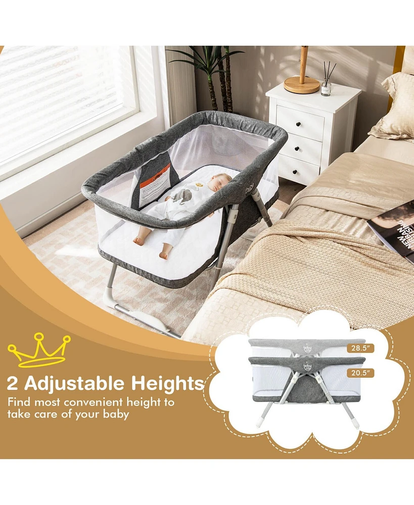 2-In-1 Baby Bassinet with Mattress and Net-Grey