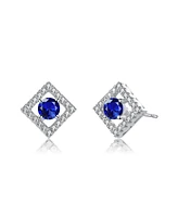 Rachel Glauber Stylish Colored Cubic Zirconia Halo Stud Earrings