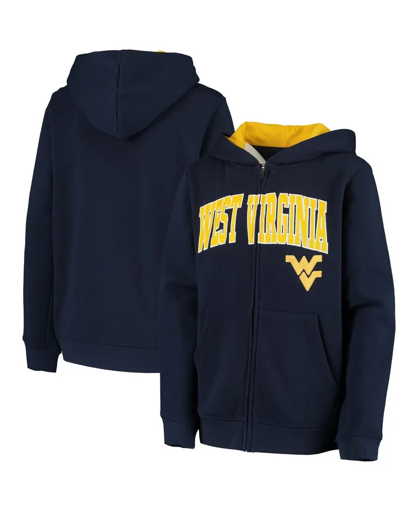 Big Boys Navy West Virginia Mountaineers Applique Arch and Logo Full-Zip Hoodie