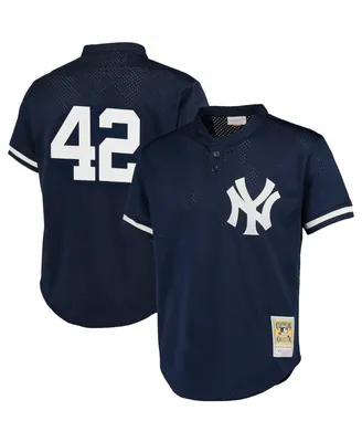 Men's Mitchell & Ness Mariano Rivera Navy New York Yankees Cooperstown Collection Big and Tall Mesh Batting Practice Jersey