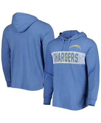 Men's '47 Brand Powder Blue Distressed Los Angeles Chargers Field Franklin Hooded Long Sleeve T-shirt