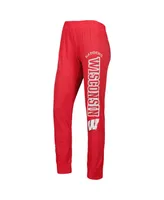 Women's Concepts Sport Red Distressed Wisconsin Badgers Long Sleeve Hoodie T-shirt and Pants Sleep Set