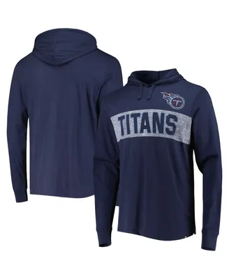 Men's '47 Brand Navy Distressed Tennessee Titans Field Franklin Hooded Long Sleeve T-shirt