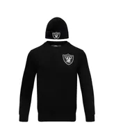 Men's Pro Standard Black Las Vegas Raiders Crewneck Pullover Sweater and Cuffed Knit Hat Box Gift Set