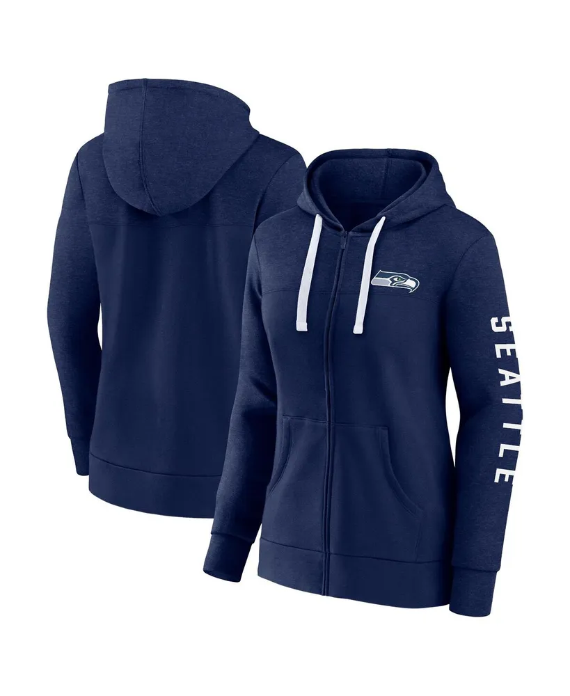 Women's Fanatics Heather College Navy Seattle Seahawks Plus Size City Ties Full-Zip Hoodie