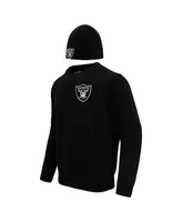 Men's Pro Standard Black Las Vegas Raiders Crewneck Pullover Sweater and Cuffed Knit Hat Box Gift Set