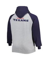 Men's Heather Gray Houston Texans Big and Tall Fleece Raglan Full-Zip Hoodie Jacket