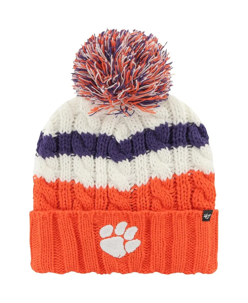 Women's '47 Brand White Clemson Tigers Ashfield Cuffed Knit Hat with Pom