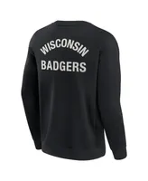 Men's and Women's Fanatics Signature Black Wisconsin Badgers Super Soft Pullover Crew Sweatshirt