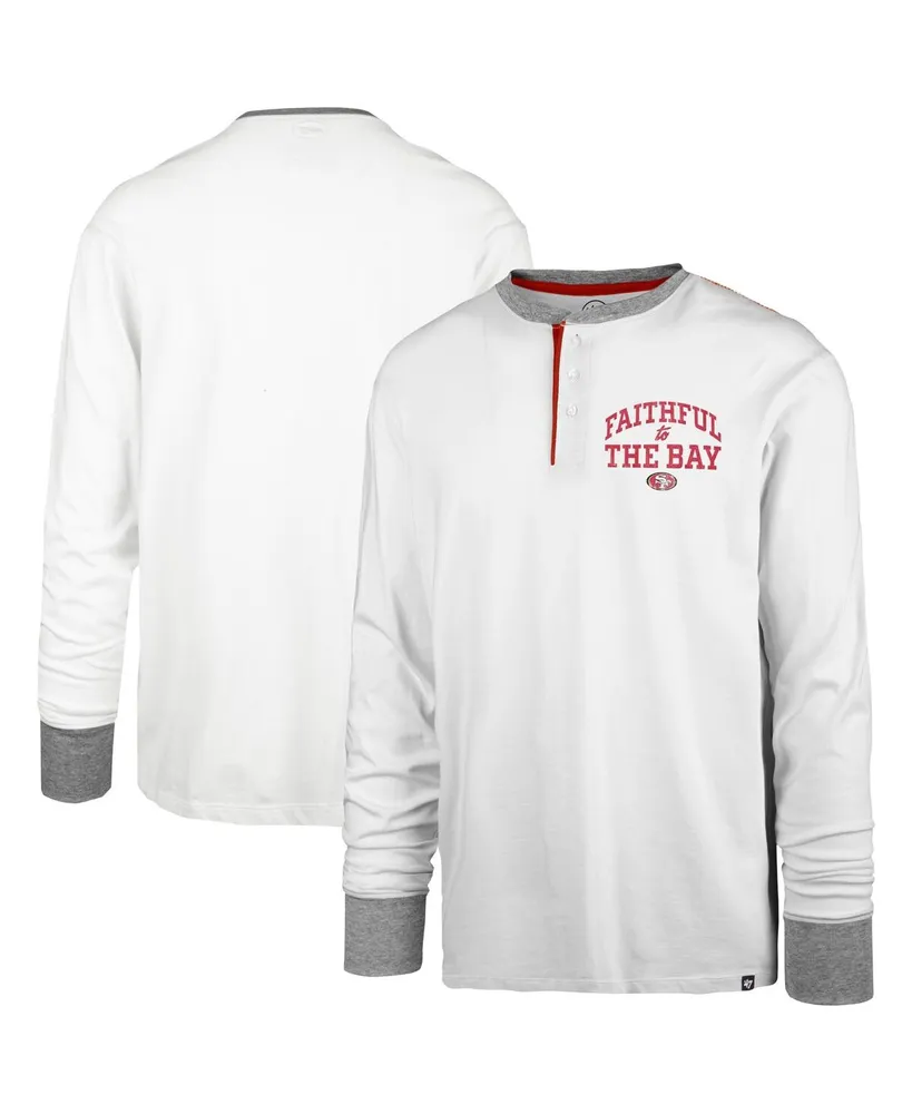 Men's '47 Brand Cream Distressed San Francisco 49ers Faithful to The Bay Pats Peek Henley T-shirt