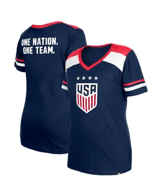 Women's 5th & Ocean by New Era Navy Uswnt Athleisure V-Neck T-shirt