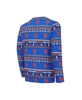 Men's Concepts Sport Royal New York Mets Knit Ugly Sweater Long Sleeve Top and Pants Set