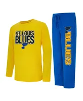 Men's Concepts Sport Blue, Gold St. Louis Blues Meter Long Sleeve T-shirt and Pants Sleep Set