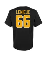 Big Boys Mitchell & Ness Mario Lemieux Black Pittsburgh Penguins Name and Number T-shirt