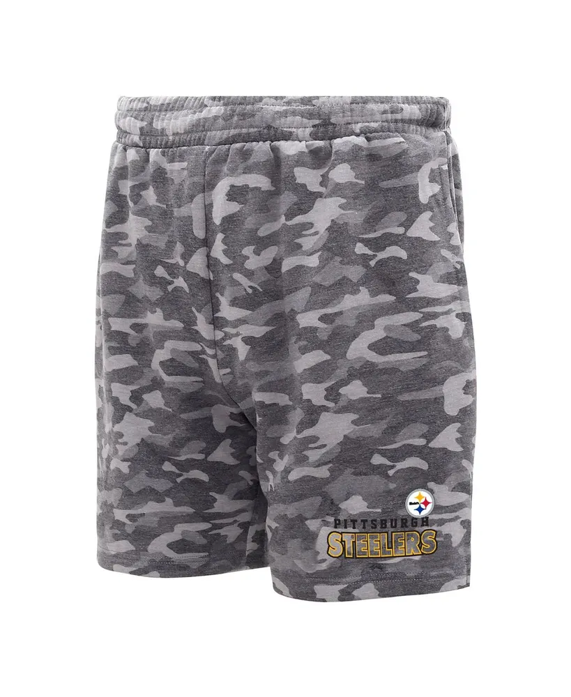 Men's Concepts Sport Charcoal Pittsburgh Steelers Biscayne Camo Shorts