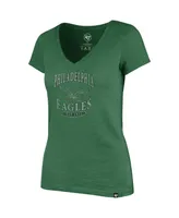 Women's '47 Brand Kelly Green Distressed Philadelphia Eagles Scrum V-Neck T-shirt