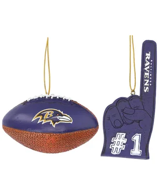 The Memory Company Baltimore Ravens Football and Foam Finger Ornament Two-Pack