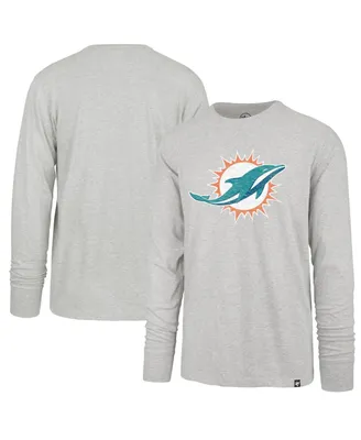 Men's '47 Brand Gray Distressed Miami Dolphins Premier Franklin Long Sleeve T-shirt