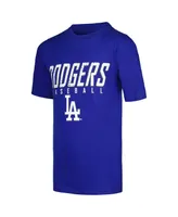 Big Boys Stitches Heather Gray, Royal Distressed Los Angeles Dodgers Three-Pack T-shirt Set