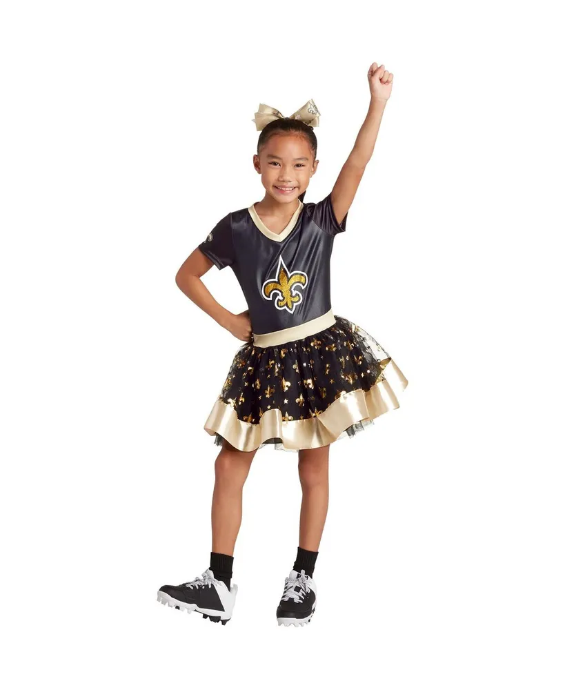 Girls Youth Black New Orleans Saints Tutu Tailgate Game Day V-Neck Costume