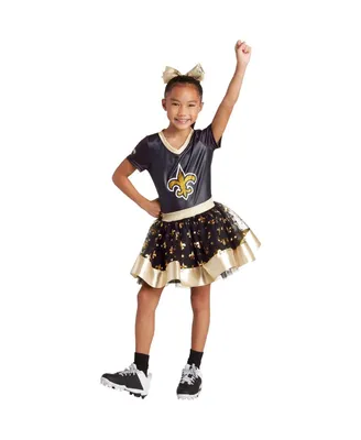 Girls Youth Black New Orleans Saints Tutu Tailgate Game Day V-Neck Costume