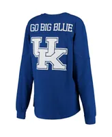 Women's Pressbox Royal Kentucky Wildcats Team Logo The Big Shirt Oversized Long Sleeve Shirt