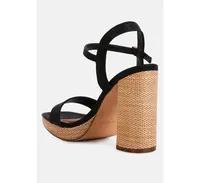 Buxor Woven Textured High Block Heeled Sandals