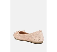 Women's hosana rhinestones and stud embellished ballet flats