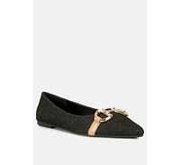 cressida denim horsebit detail ballet flats