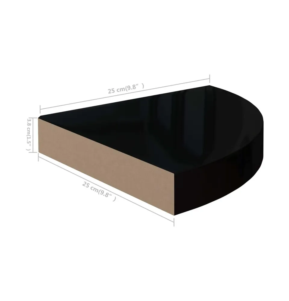 Floating Corner Shelves pcs High Gloss 9.8"x9.8"x1.5" Mdf