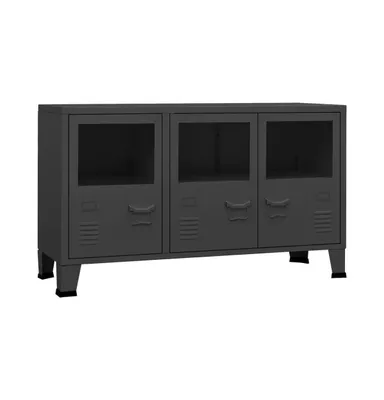 Industrial Sideboard Anthracite 41.3"x13.8"x24.4" Metal and Glass