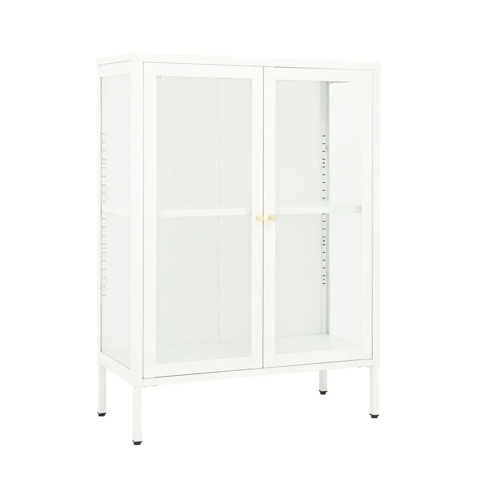 Sideboard White 29.5"x13.8"x41.3" Steel and Glass