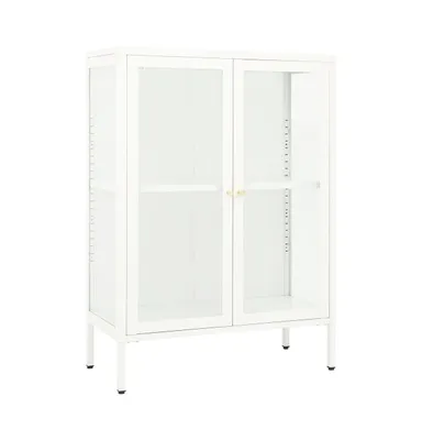 Sideboard White 29.5"x13.8"x41.3" Steel and Glass