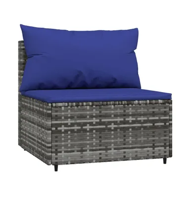 Patio Middle Sofa with Cushions Poly Rattan