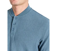 Kenneth Cole Men's Textured-Knit Bomber-Collar Performance Henley