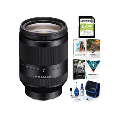 Sony Fe 24-240mm f/3.5-6.3 Oss Full-Frame E-mount Telephoto Zoom Lens Bundle
