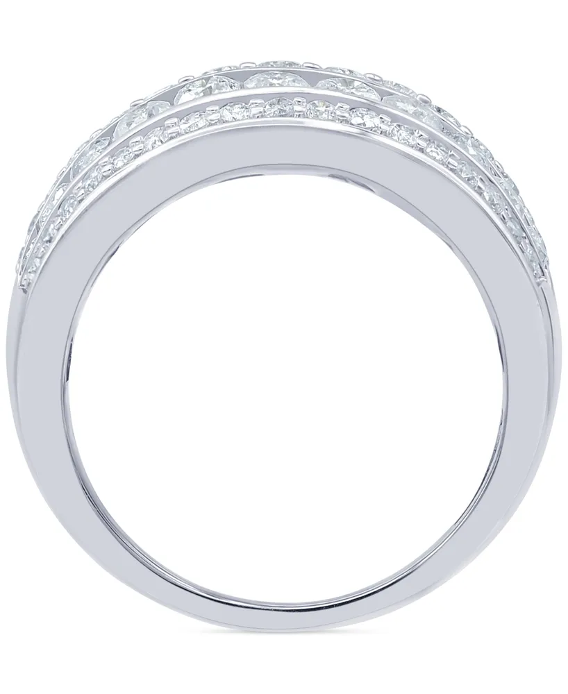 Diamond Multirow Statement Ring (2 ct. t.w.) in 14k White Gold