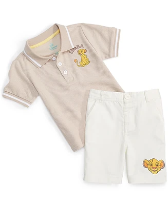 Disney Baby The Lion King Simba Printed Tipped Polo Shirt & Shorts, 2 Piece Set